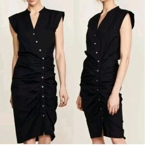 Veronica Beard Ruched Shirtdress Black Size 6